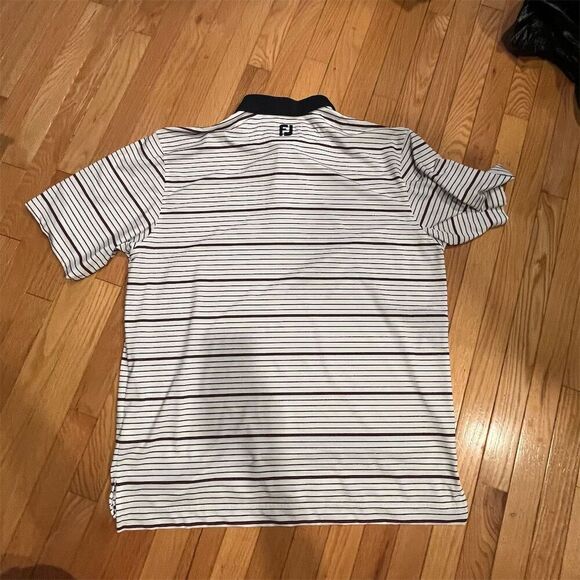 FootJoy Men's XL Striped Polo Golf Shirt Blue/White/Red Short Sleeve - Picture 6 of 6